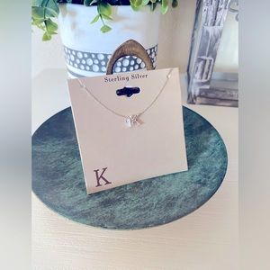 New Beautiful letter K small petite modern minimal Sterling Silver Necklace